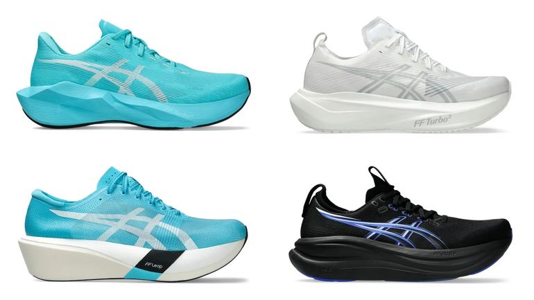 Melhores tênis para corrida Asics: Asics Novablast 6, Asics Megablast, Asics Metaspeed Edge Tokyo e Asics GEL Nimbus 28